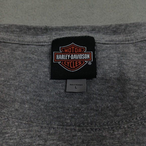 Harley Davidson‎ Shirt Womens Large Gray Rolling Stones Long Sleeve Biker - Picture 5 of 9